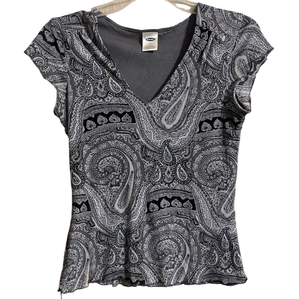 Y2K Black and Grey Top